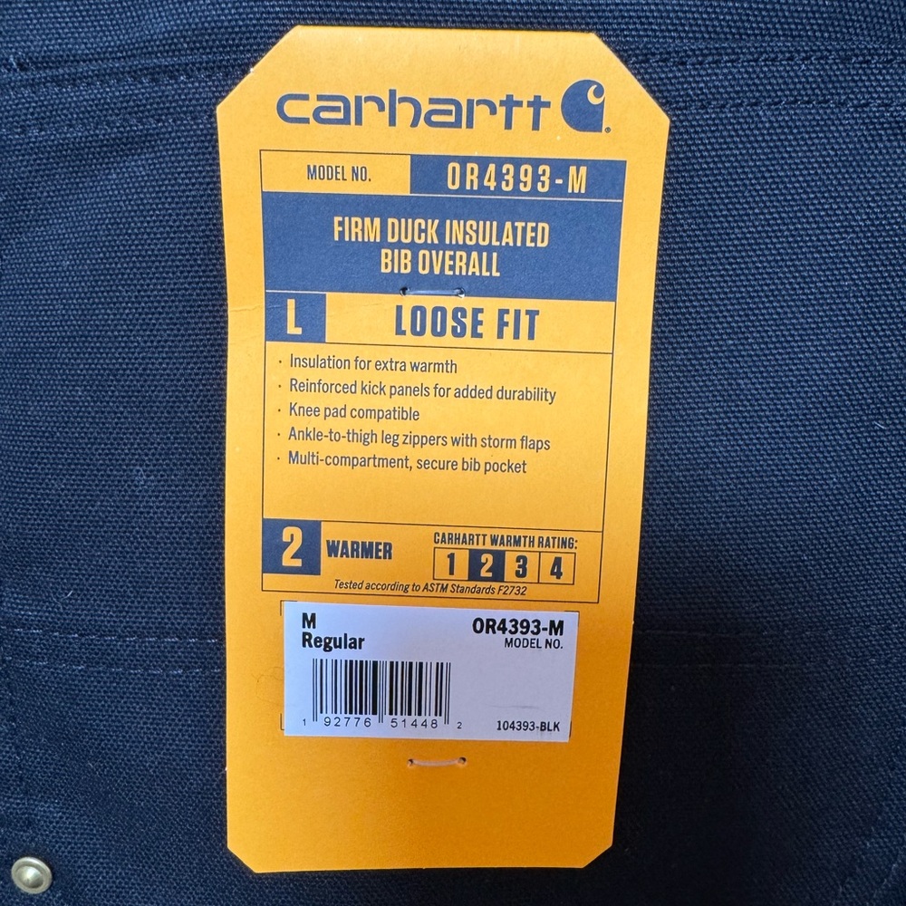 Carhartt Firm Duck Insulated Bib Overall - Black - Picture 6 of 7